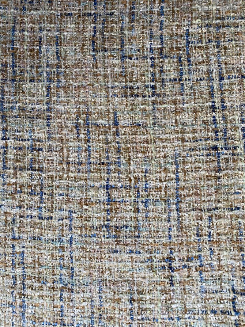 A beige and blue tweed fabric