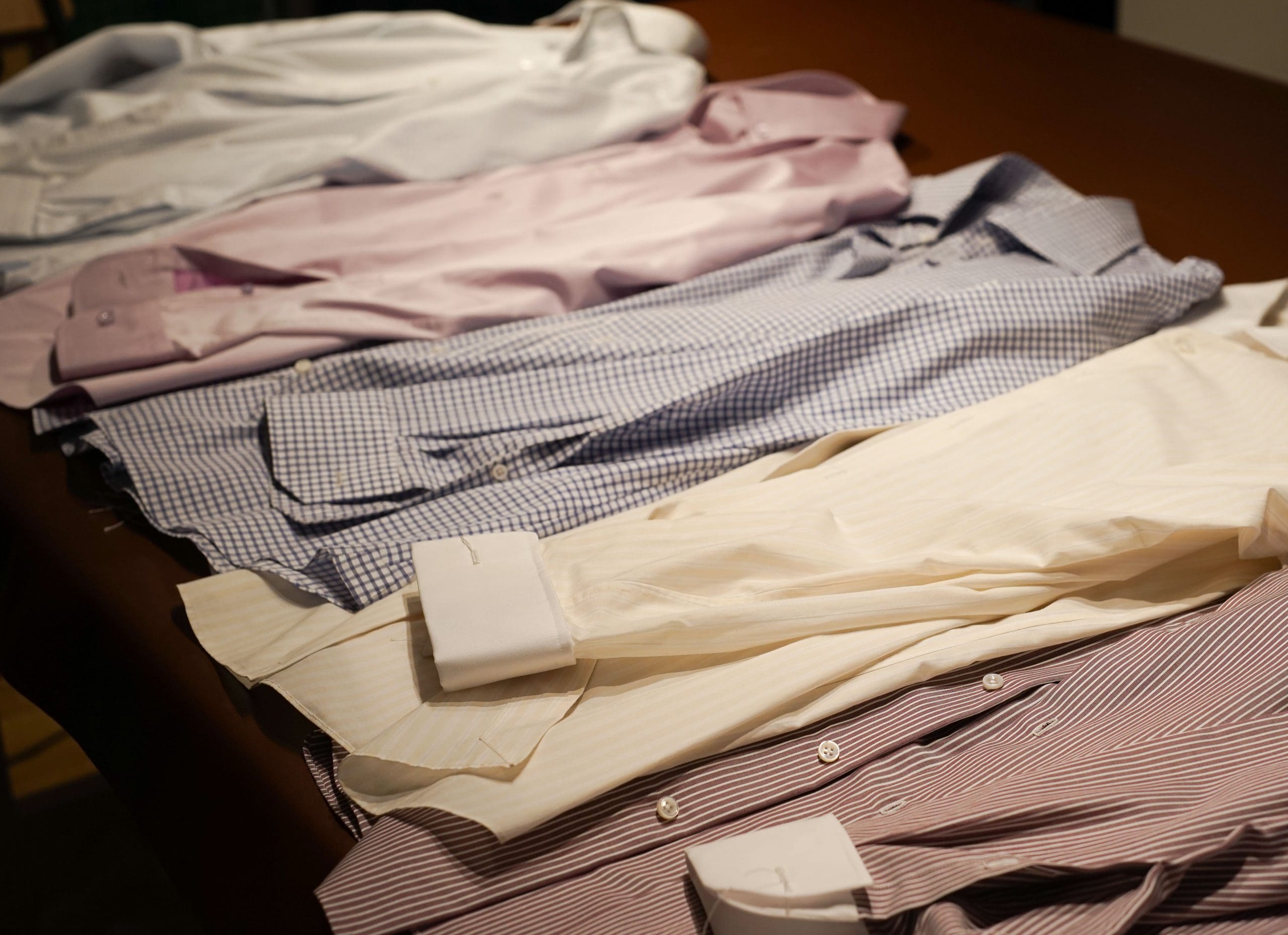 Folded shirts on a table